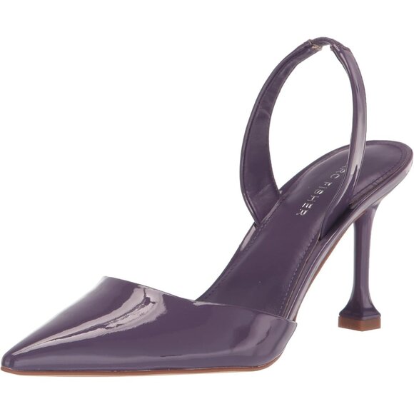 Marc Fisher Womens Purple Leather Closed Pointed Toe Hadya Slingback Pumps Shoes - Picture 1 of 8
